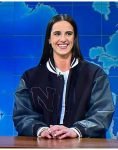 Saturday Night Live Caitlin Clark Black Varsity Jacket.