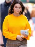 Selena Gomez Nyc Only Murders In The Building 2024 Yellow Sweater.