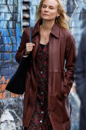 Alice Film Longing 2024 Diane Kruger Brown Leather Coat