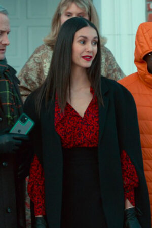 Amanda Tanner Film Reunion 2024 Nina Dobrev Black Cape Coat.