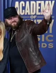 Buy Nate Smith 59th Academy Of Country Music Awards 2024 Brown Leather Jacket.