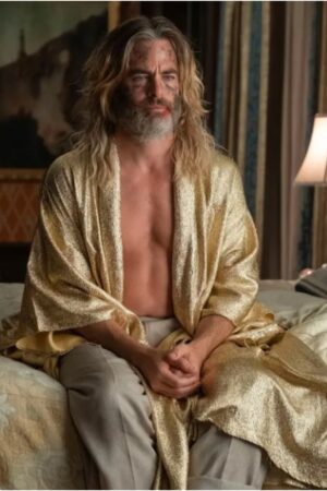 Darren Barrenman Film Poolman 2024 Chris Pine Gold Robe