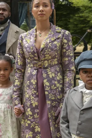 Emma Naomi Bridgerton Season 03 Alice Mondrich Printed Floral Coat