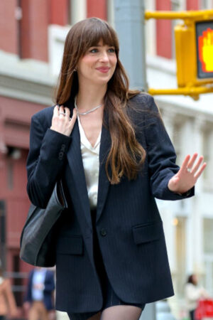 Film Materialists 2024 Dakota Johnson Black Blazer.