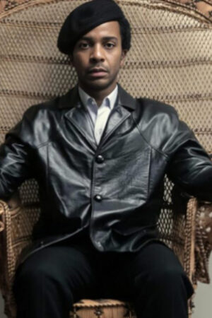 Huey P. Newton Tv Series The Big Cigar 2024 Andre Holland Black Leather Coat