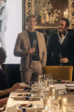 James Beaufort Maxton Hall The World Between Us Tv Series 2024 Damian Hardung Beige Suit.