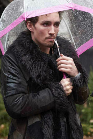 Klaus Hargreeves The Umbrella Academy Robert Sheehan Black Shearling Leather Coat