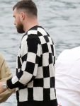 Lake Como Travis Kelce Black And White Checkerboard Sweater.
