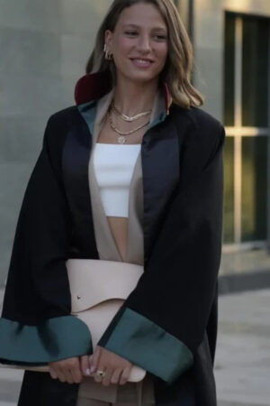 Leyla Taylan Tv Series Thank You, Next 2024 Serenay Sarikaya Black Coat