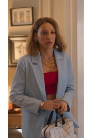 Leyla Taylan Tv Series Thank You, Next 2024 Serenay Sarikaya Blue Pinstripe Blazer