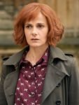 Louise Brealey A Discovery Of Witches Gillian Chamberlain Dog Print Burgundy Shirt