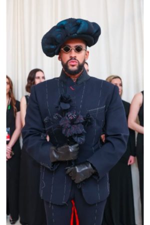 Met Gala 2024 Bad Bunny Black Suit.