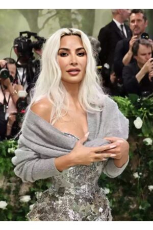 Met Gala 2024 Kim Kardashian Grey Cardigan
