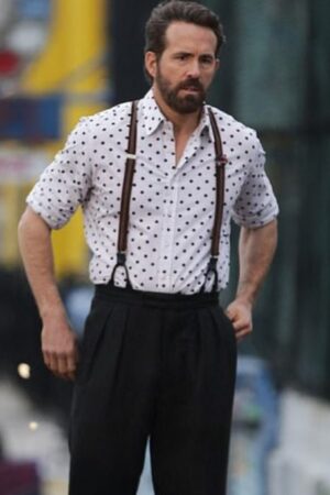 Movie If 2024 Ryan Reynolds Black And White Polka Dot Shirt.