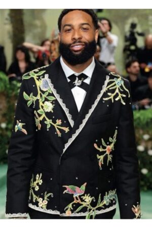 Odell Beckham Jr Met Gala 2024 Black Floral Blazer