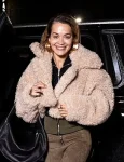 Rita Ora Met Gala Beige Teddy Cropped Jacket