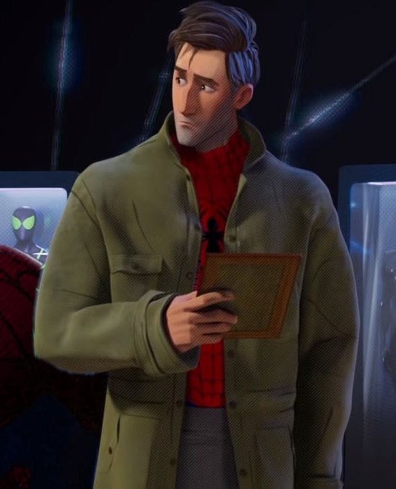 Spider-Man-Into-The-Spider-Verse-Peter-B-Parker-Green-Cotton-Coat