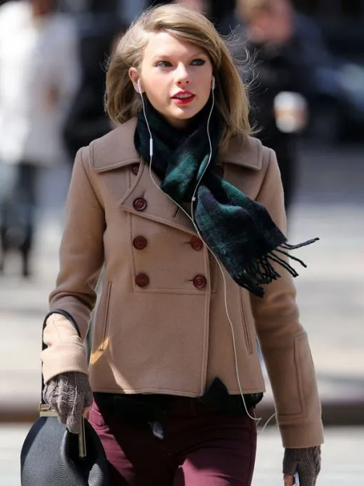 Taylor Swift New York Street Beige Wool Peacoat.