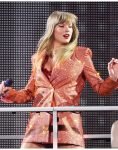 The Eras Tour Paris 2024 Taylor Swift Orange Embellished Blazer.