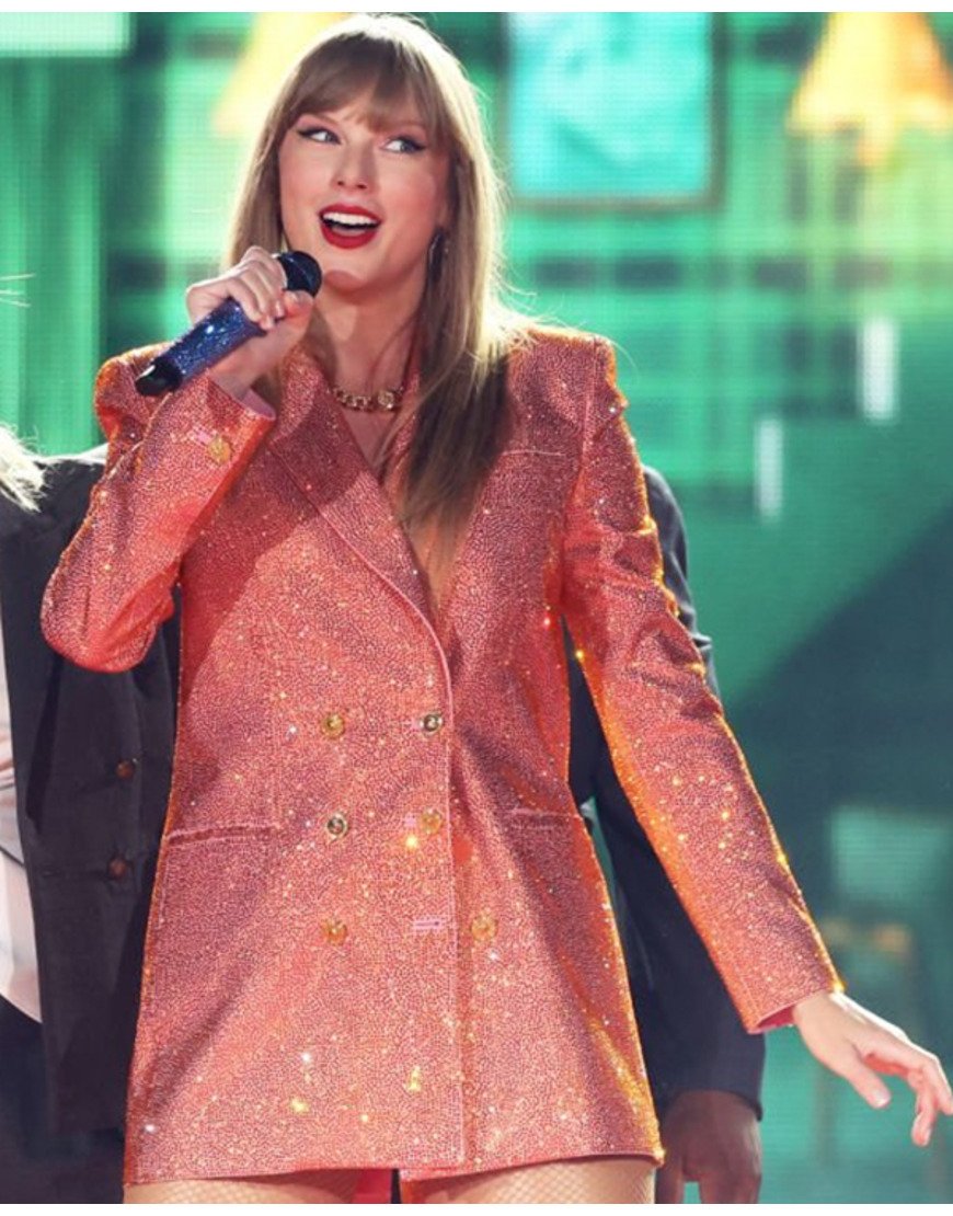 The Eras Tour Paris 2024 Taylor Swift Orange Embellished Blazer
