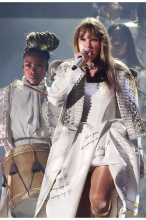 The Eras Tour Paris 2024 Taylor Swift White Fringe Coat