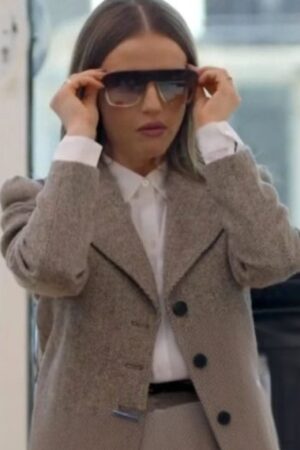 Tv Series Buying London 2024 Rasa Bagdonaviciute Brown Tweed Cropped Blazer