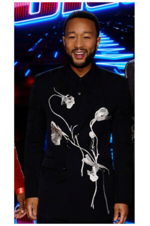 Tv Series The Voice S25 John Legend Black Floral Blazer