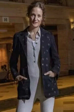 Vivienne Le Cody Film Premiere The Dead Don't Hurt 2024 Vicky Krieps Blue Floral Blazer.