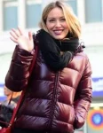 Younger Hilary Duff Maroon Puffer Hooded Jacket