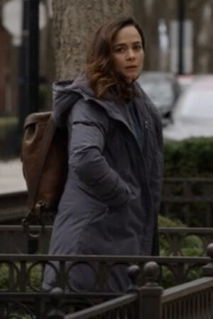 Alice Braga Tv Series Dark Matter Grey Shearling Cotton Hooded Jacket