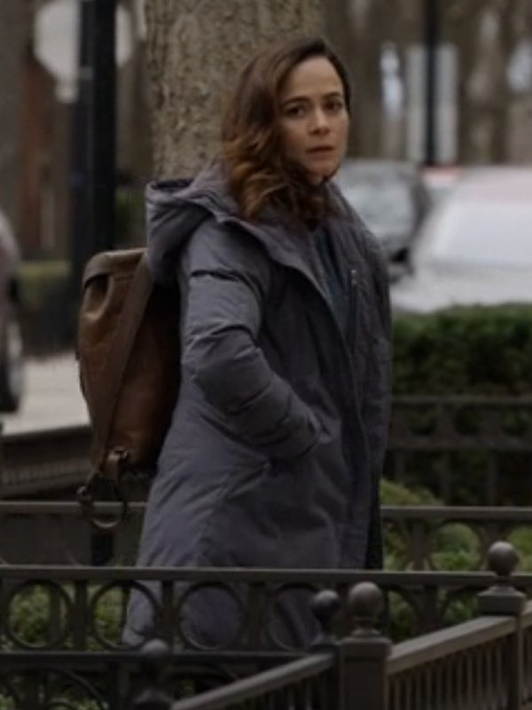 Alice Braga Tv Series Dark Matter Grey Shearling Cotton Hooded Jacket