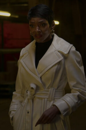 Caroline Chikezie Power Book II Ghost Tv Series S04 Noma White Leather Trench Coat