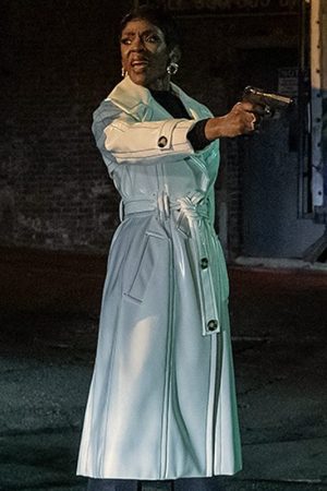 Caroline Chikezie Power Book II Ghost Tv Series S04 Noma White Leather Trench Coat.