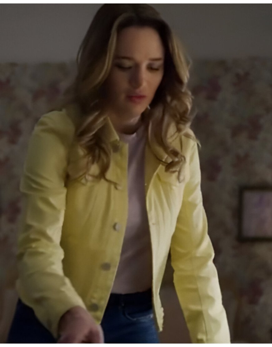 Danielle Turner Film Two Scoops Of Italy 2024 Hunter King Yellow Denim Jacket.