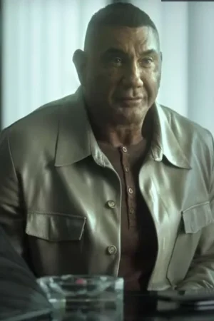 Dave Bautista The Killer’s Game Joe Flood Beige Leather Jacket