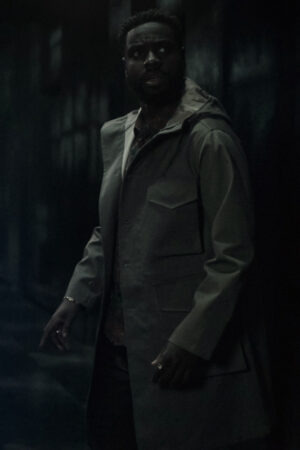 Dayo Okeniyi Tv Series Dark Matter S01 Grey Cotton Hooded Coat