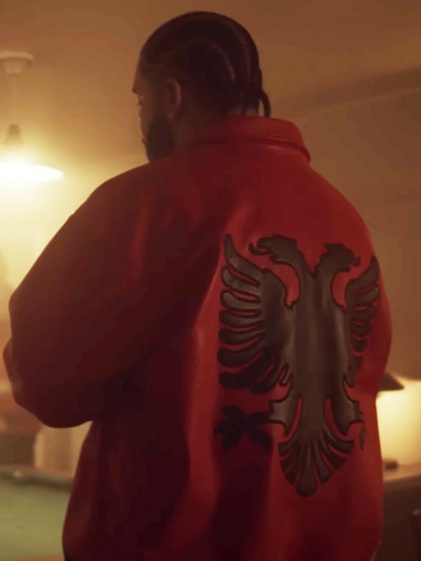 Drake-Polar-Opposites-Albanian-Flag-Red-Leather-Jacket