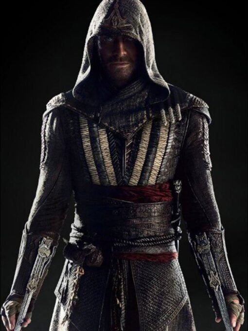 Fassbender Callum Video Game Assassin’s Creed Aguilar Michael Black Leather Hooded Coat