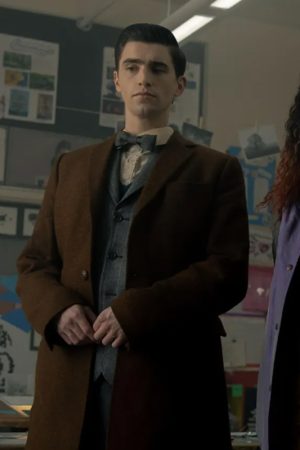 George Rexstrew Dead Boy Detectives Tv Series Edwin Payne Brown Wool Trench Coat.