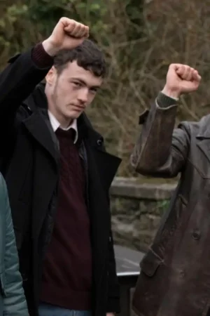 Martin Rose’s War Movie 2024 Lewis Brophy Maroon Wool Coat