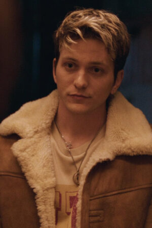 Nicolas Godart Anthracite Tv Mini Series Romeo Deluca Brown Leather Shearling Coat