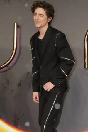 Paul Atreides Film Event Dune 2 2024 Timothee Chalamet Black Blazer.