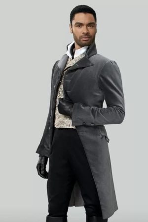 Regé-jean Page Bridgerton Tv Series Simon Basset Grey Velvet Tailcoat..