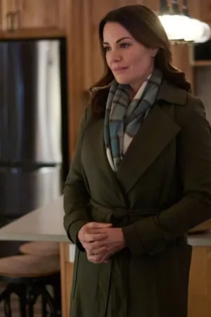 Unexpected Grace Erica Durance Green Wool Coat.