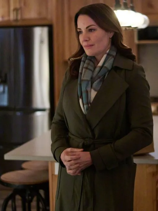 Unexpected Grace Erica Durance Green Wool Coat.