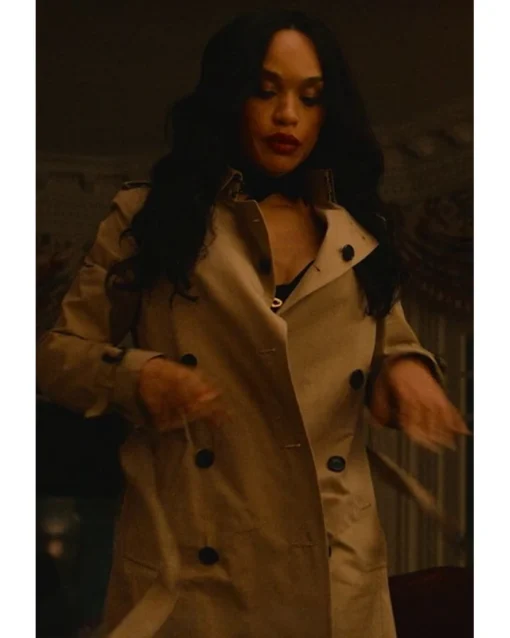 V. Stiviano 2024 Clipped Tv Series Cleopatra Coleman Beige Cotton Trench Coat