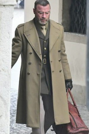 Across The River And Into The Trees Liev Schreiber Brown Coat.