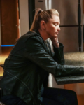 Angela Film First Shift 2024 Kristen Renton Leather Jacket