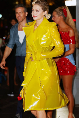 Deadpool & Wolverine 2024 Premiere Afterparty Gigi Hadid Yellow Coat.