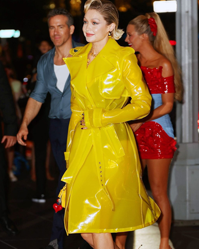 Deadpool & Wolverine 2024 Premiere Afterparty Gigi Hadid Yellow Coat.